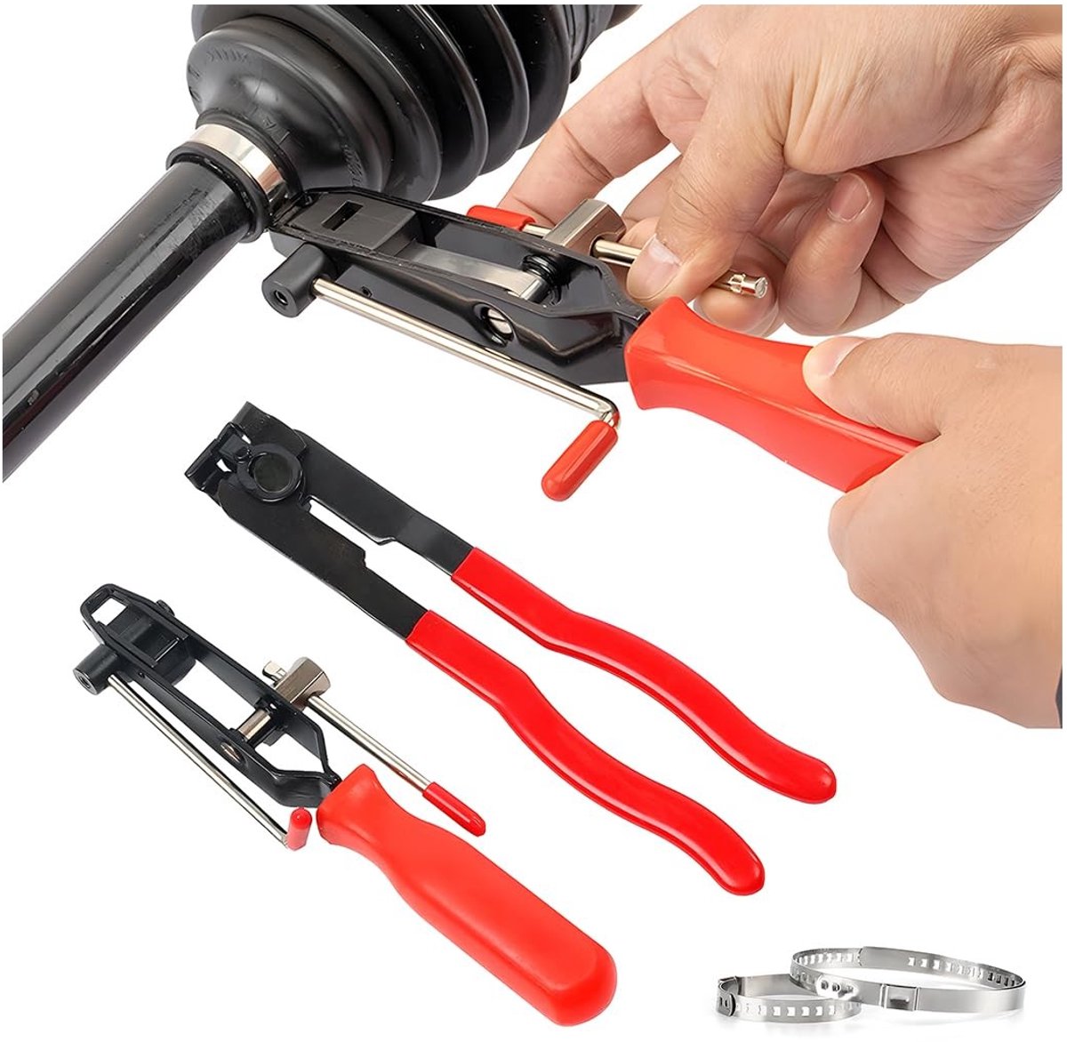 Allecto - Joint boot klem set - 2 stuks - Ergonomisch ontwerp - Rood - CV joint tang - Ideaal voor autoreparatie - Chroom-vanadiumstaal