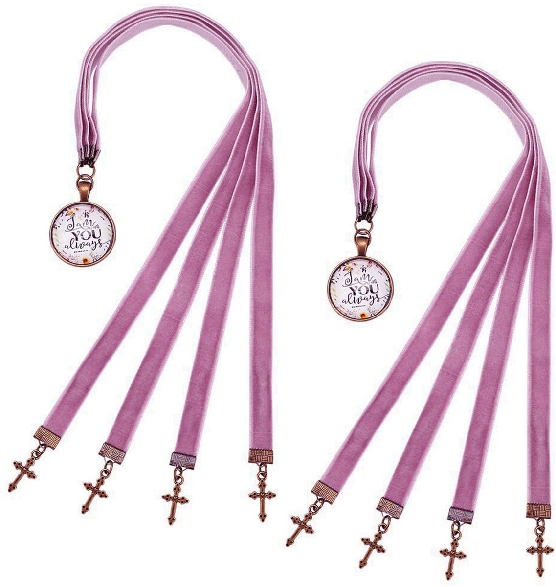 Dailygoods - Fluwelen Linten Bijbel Bladwijzers - Multi-Strand Bookmarker - 36,7 cm - Antiek Zilver - Voor Boekenliefhebbers - 2 Stuks