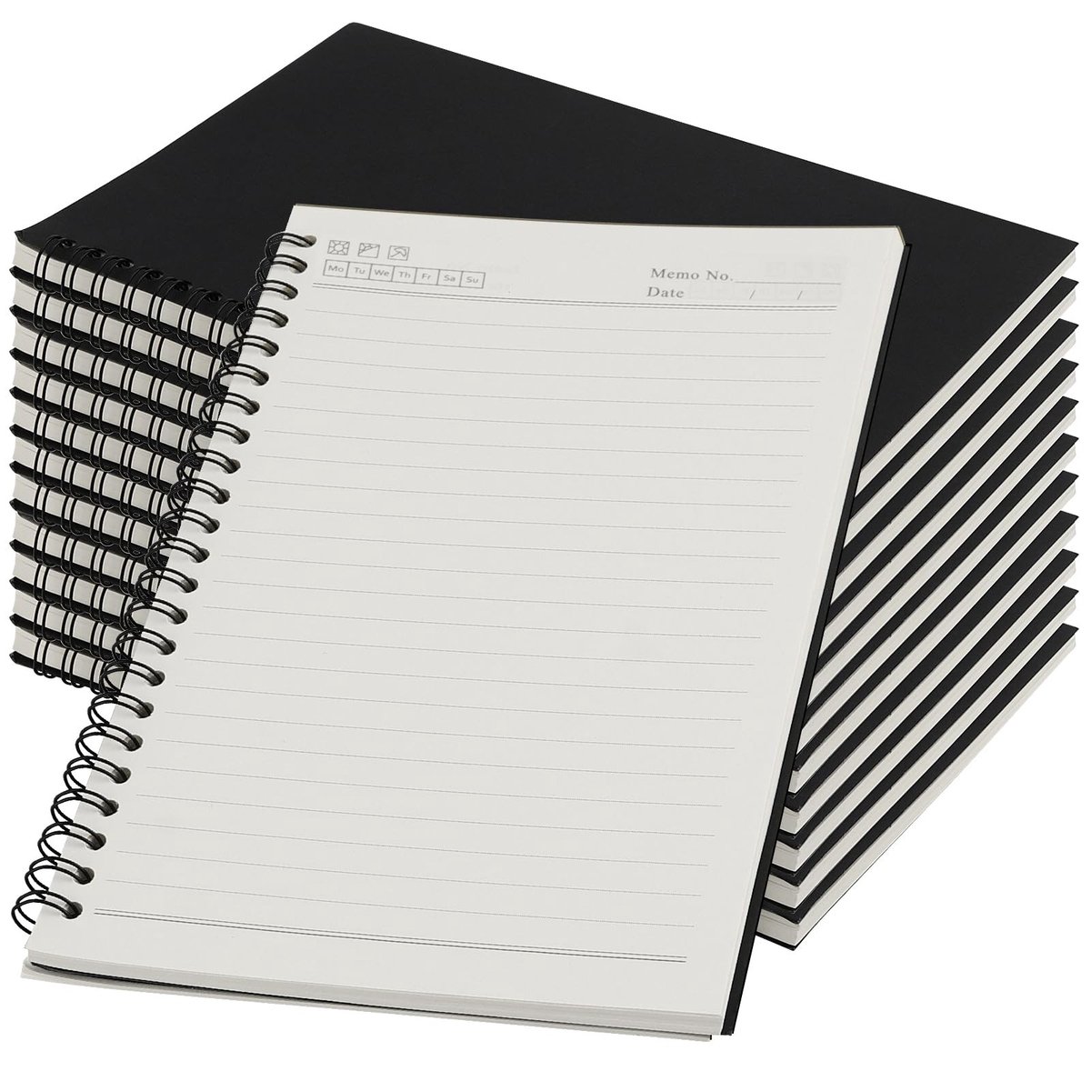 Allecto - A5 Spiral Notebook - Notitieboek - 100 pagina's - Zwart - Notities - Geschikt voor studenten - Set van 12