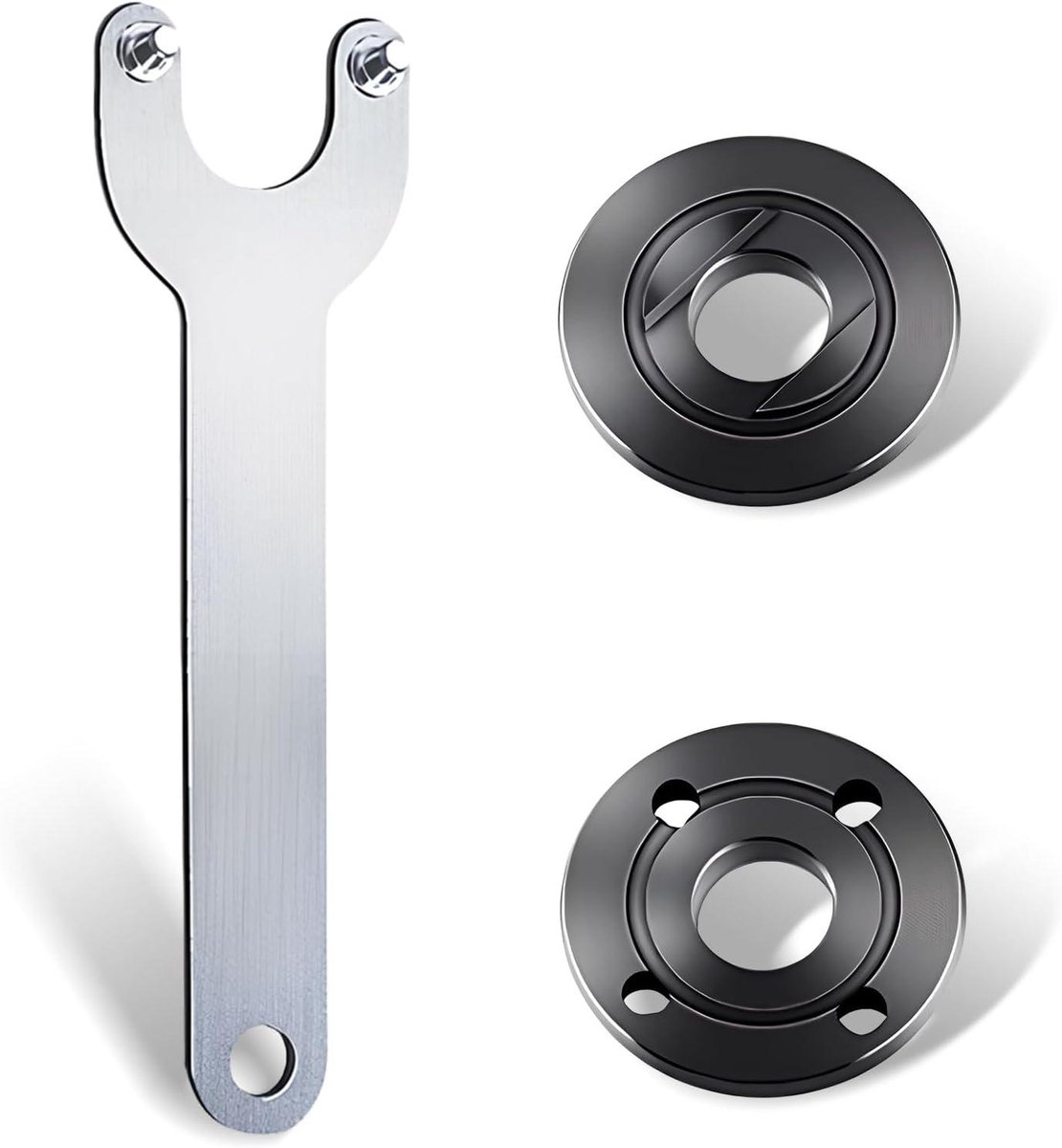 Haakse Slijper Hulpstukken - Slijpsleutel Flensmoeren - Gereedschap Onderhoud - Driehoekige Sleutel Grip - 125 mm Compatibel - Zilver Zwart