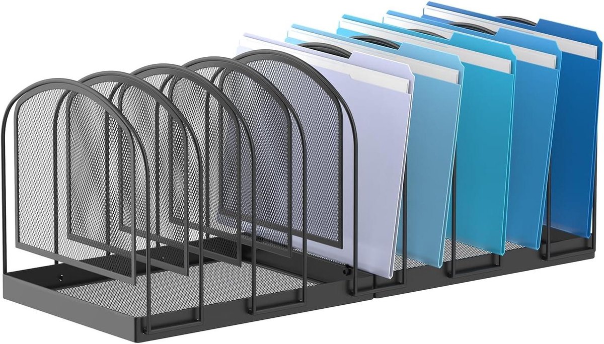 Bureau Organizer - Dossierhouder Bestanden - Kantoor Organiseren - 9 Compartimenten - 55 x 24 x 21 cm - Zwart