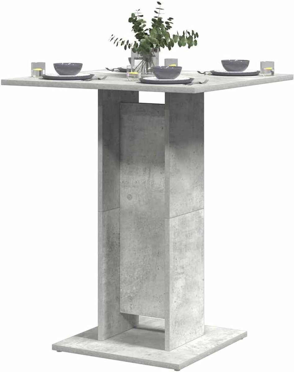 Bartafel Vierkant - Statafel Balkon - Binnen en buiten - Betongrijs design - 60 x 60 x 75 cm - Grijs