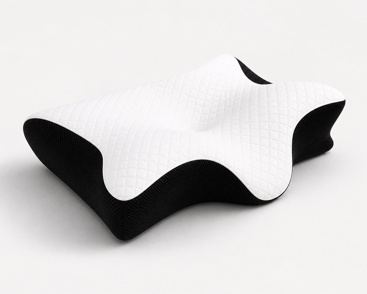 ZenRest Hoofdkussen - Ergonomisch Vlinderkussen - Ademvrij Anti-Snurk Kussen - Orthopedisch CPAP Hoofdkussen - Traagschuim Nekkussen voor Slaapapneu & Nekklachten - Comfortabel Memory Foam Bedkussen