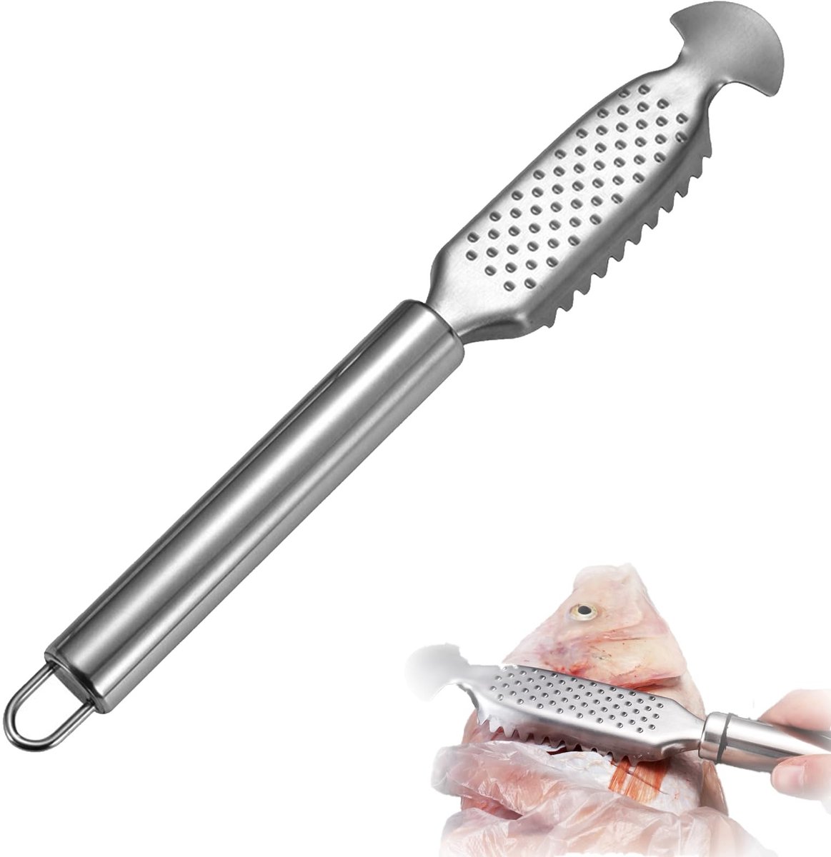 Allecto - RVS Fish Scaler 3-in-1 - Vis Schubben Verwijderaar voor Eenvoudig Schoonmaken van Vis