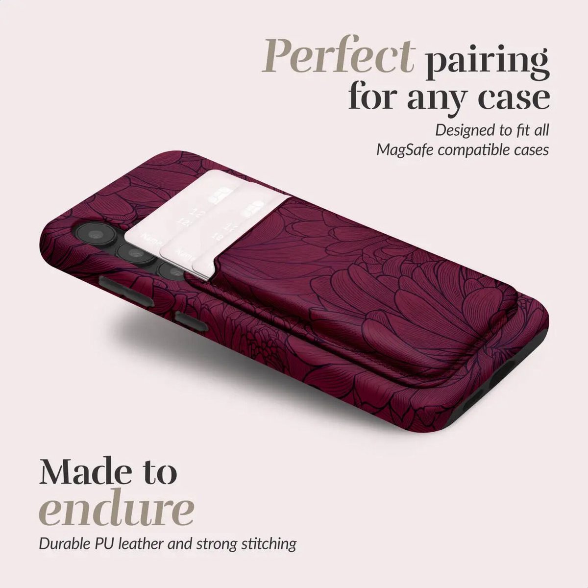 Mio by Mobilize Pasjeshouder - 3 Pasjes - MagSafe Compatible - Berry Blooms — cadeau in Cadeau-ideeën - foto 3