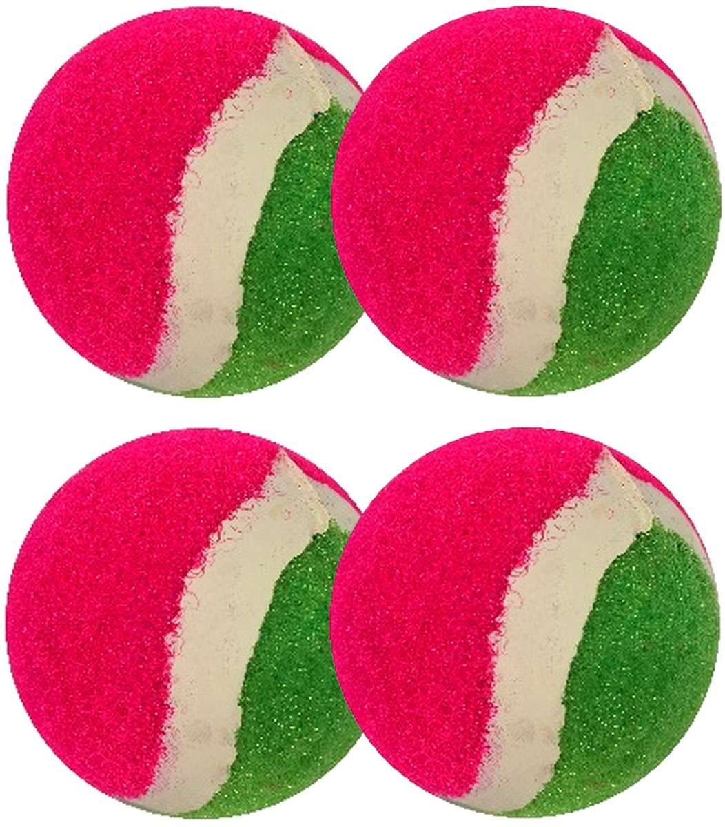 Vangbal ballen - 4x - roze/groen - speelgoed - dia 5 cm - speelballen