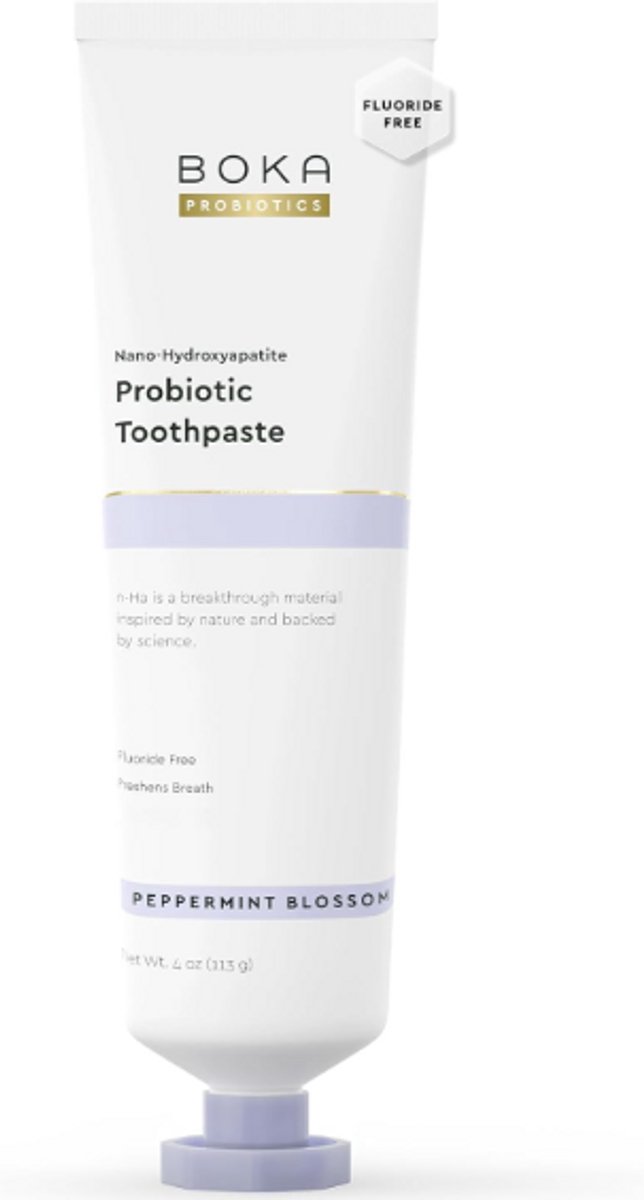 Boka Fluoridevrije Tandpasta met Nano Hydroxyapatite 113g – Voor Gevoelige Tanden – Met Probiotica – Pepermunt Blossom Smaak
