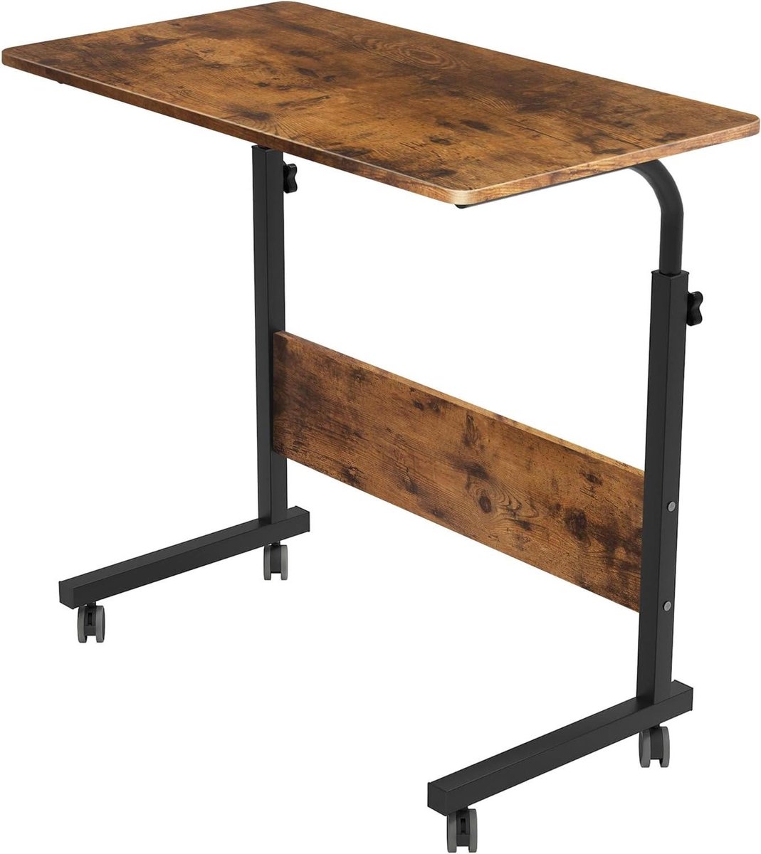Verstelbare Tafel - Hulptafel Werktafel - Thuiswerken Kantoor - Met Lade Wielen - 80x40x71-90 cm - Vintage