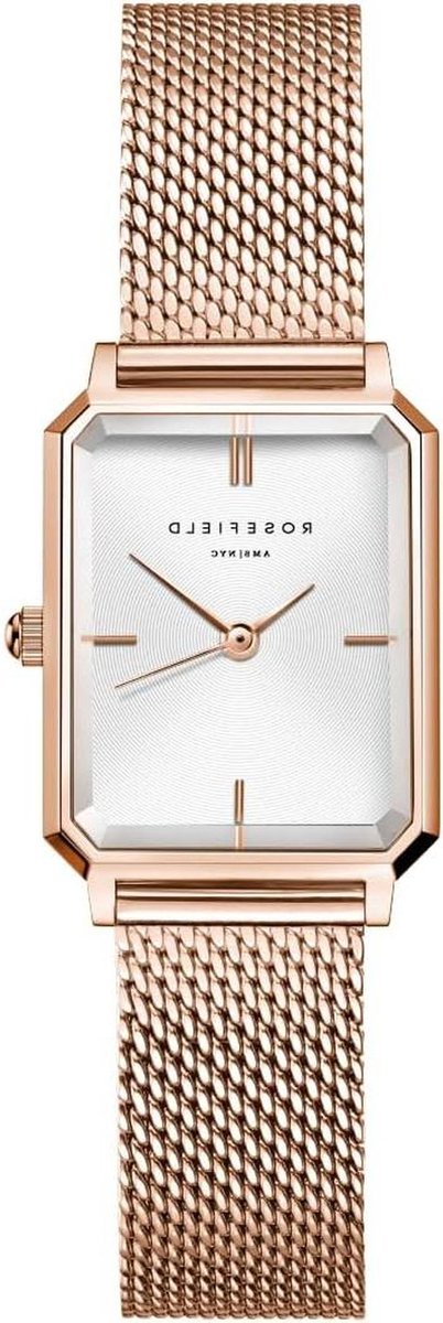 Octagon XS Horloge - Dameshorloge Rosé - Dagelijks Gebruik - Kleine Achthoekige Kast - 19.5x24 mm - Rosé Goud Wit