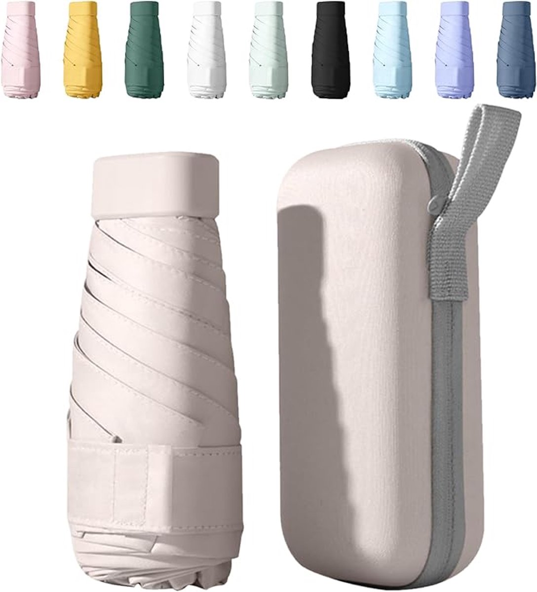 Zakparaplu met Etui - Mini Paraplu - Reisparaplu Klein - Compacte Paraplu - Opvouwbaar - Windbestendig - Lichtgewicht - UV-Paraplu - Crèmetinten - van Imperatoris