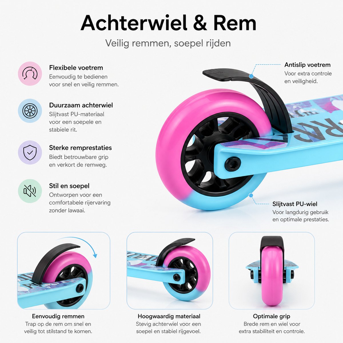 Suotu Stuntstep - Stuntstep Jongens en meisjes - 100KG - Kinderstep - Aluminium - Blauw/Roze — afbeelding 4