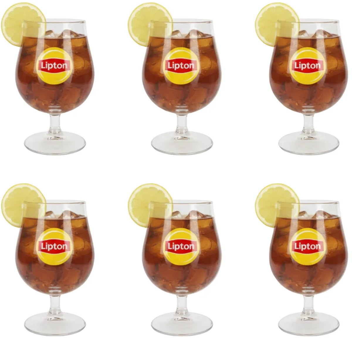 Lipton Ice Tea Bol Glazen - Transparant - 250 ml - 6 stuks