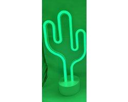 LED Cactus met neonlicht - groen neon licht - hoogte 29.5 x 14.5 x 8.5 cm - Tafellamp - Nachtlamp - Decoratieve verlichting - Woonaccessoires