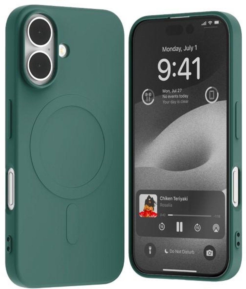 Mercury MagSafe Serie - Groene Semi-Silicone Hoesje voor iPhone 16 - Elegant - Draadloze Opladen