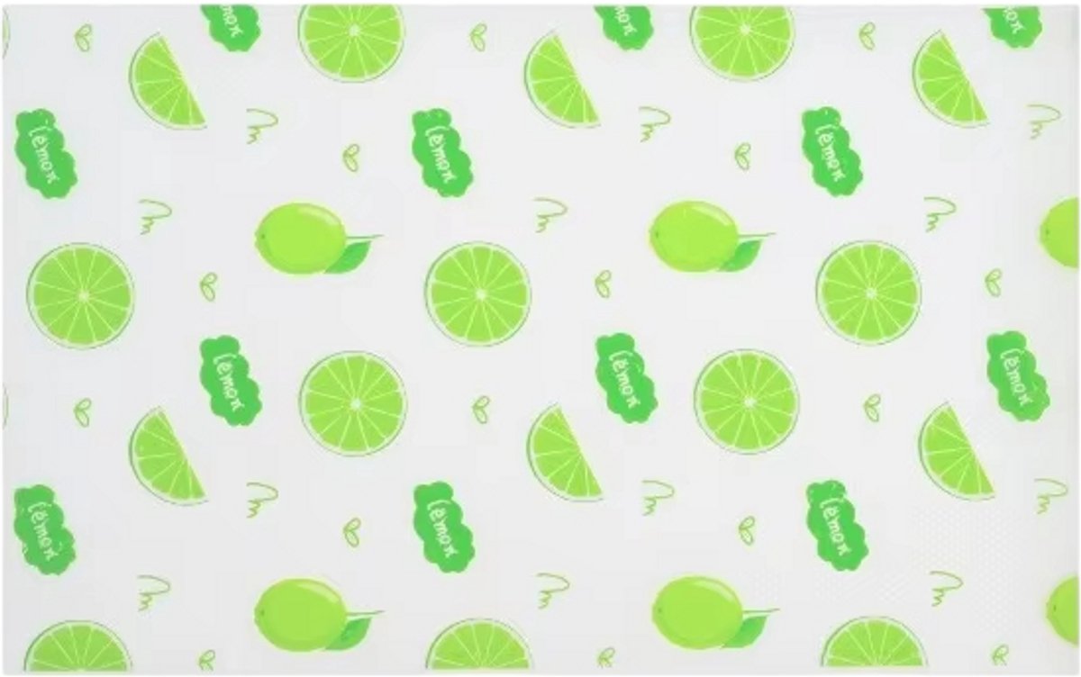 4-delige Waterdichte Koelkast Mat Set – Antislip koelkastmat, wasbaar en herbruikbaar EVA plank- en ladevoeringset – vochtbestendige opbergmat met citroenpatroon