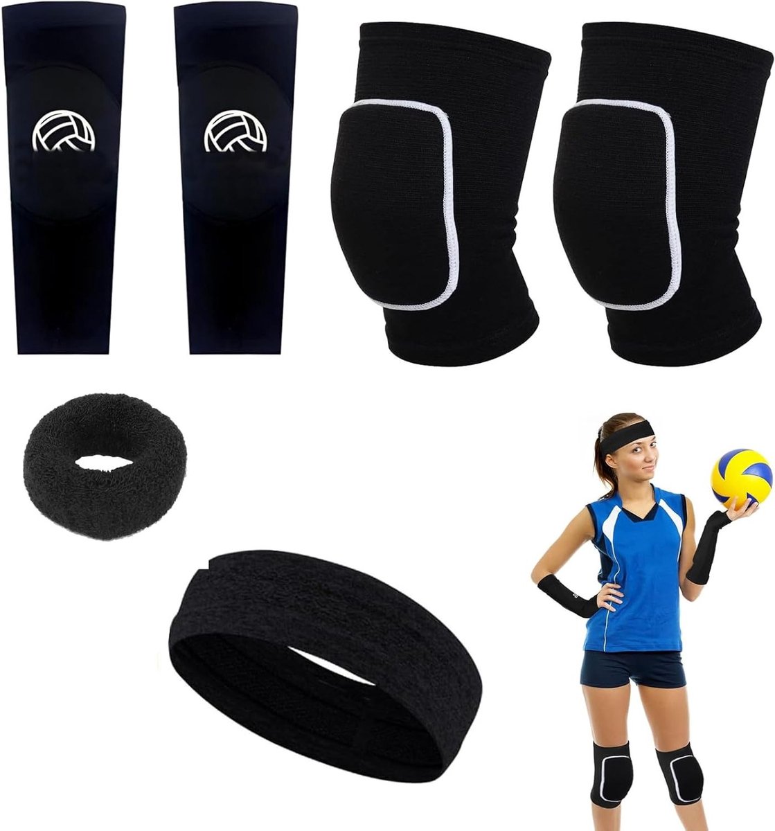 Kniebeschermers voor Volleybal - Elastische en Comfortabele Kniebeschermers voor Volwassenen en Kinderen, Hoge Bescherming en Multicolor Design