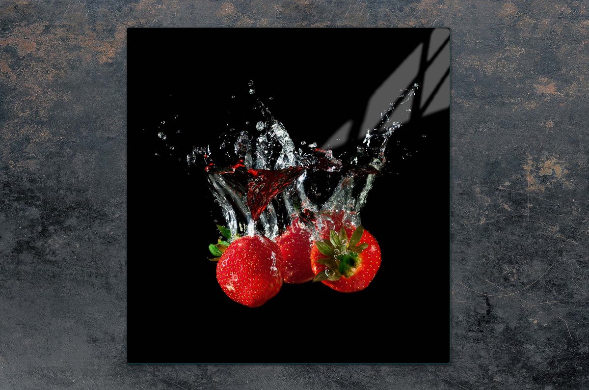 TMK ArtDeko Serie - Glazen Beschermplaat - 50x52 cm - Truskawki