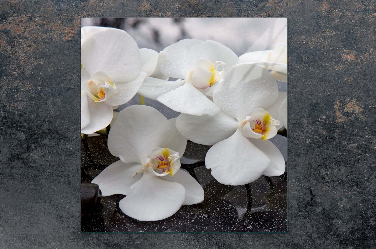 TMK ArtDeko Serie - Snijplank glas - 50x52 cm - Orchidee ontwerp