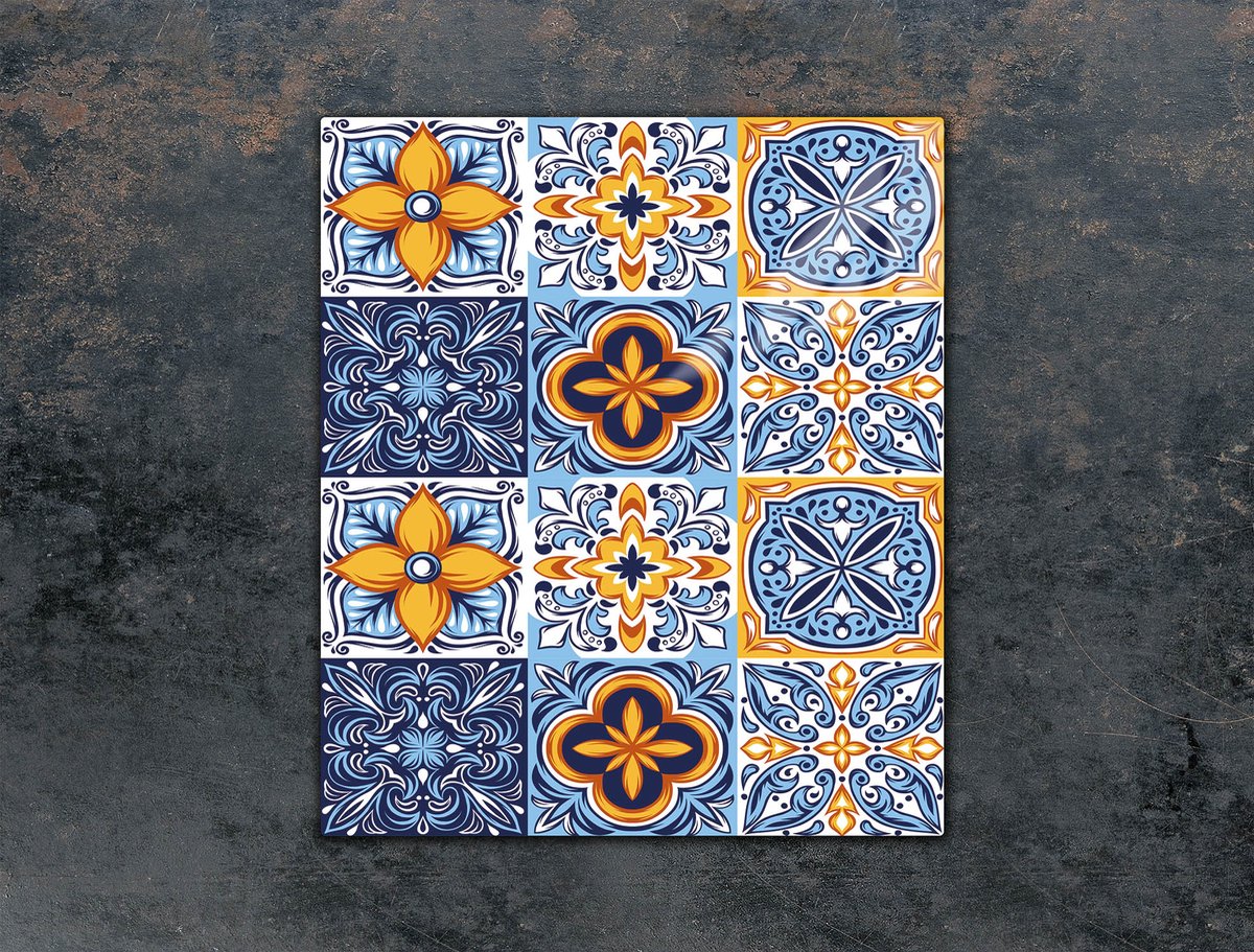 TMK ArtDeko Serie - Glazen Snijplank - 45x52 cm - Mozaïek - Roestvrij - Moderne Ontwerp