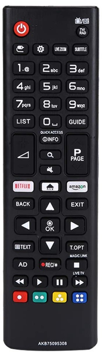 aladdien - Vervangende Afstandsbediening - Geschikt voor LG TV - Lichtgewicht - Tot 10 meter bereik - Handige bediening - Zwart