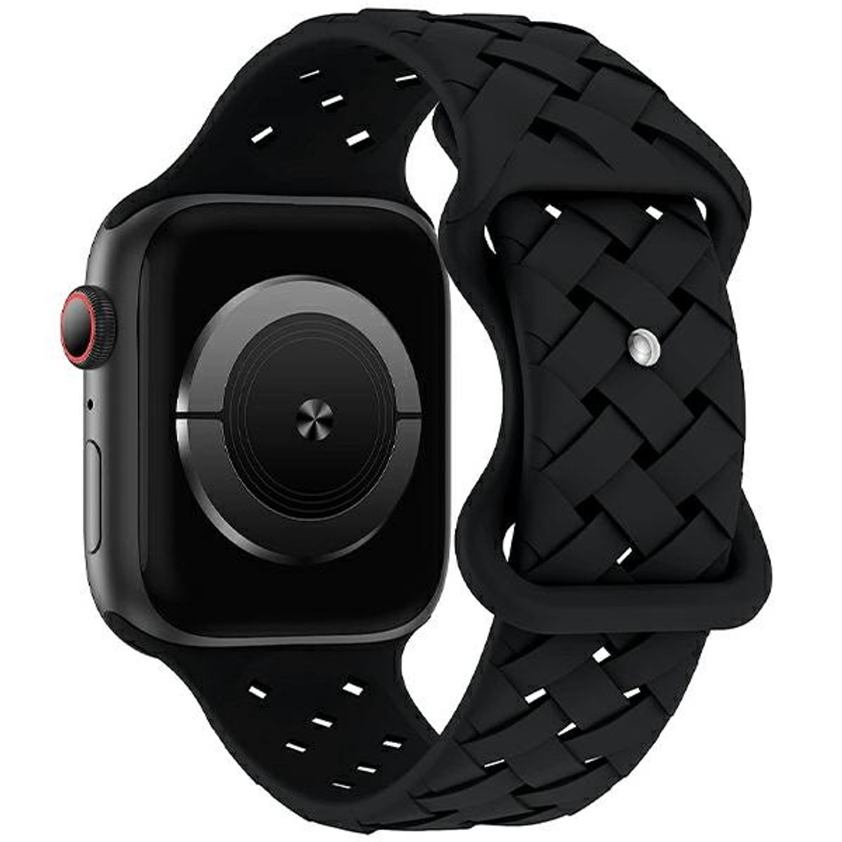 Beline Silicone Woven Serie - Horlogeband - Zwart - Apple Watch Compatibiliteit - Elegant Ontwerp