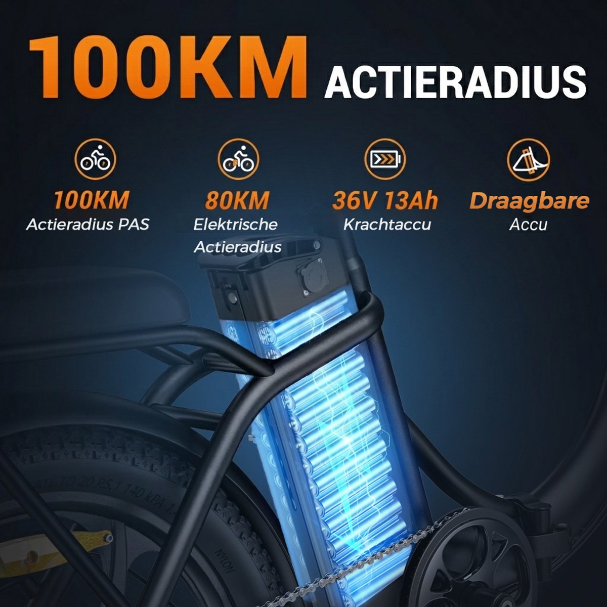 Hillmiles MilePort 1 Elektrische fiets - Actieradius 60km - Verwijderbare batterij 36V13Ah - Motor 250W - Shimano 7 versnellingen - 20 Inch opvouwbare City Commuter E-Bike - Zwart – foto 5