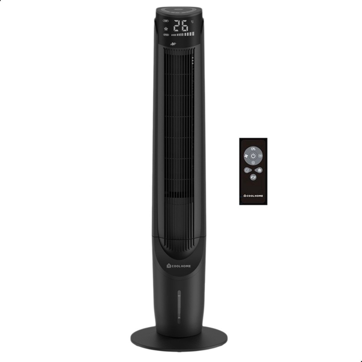 Bol.com CoolHome AC2208 Ventilator- Luchtkoeler met draaifunctie - Afstandsbediening- Incl. Koelelement - 107 CM - Dimbaar LED s... aanbieding