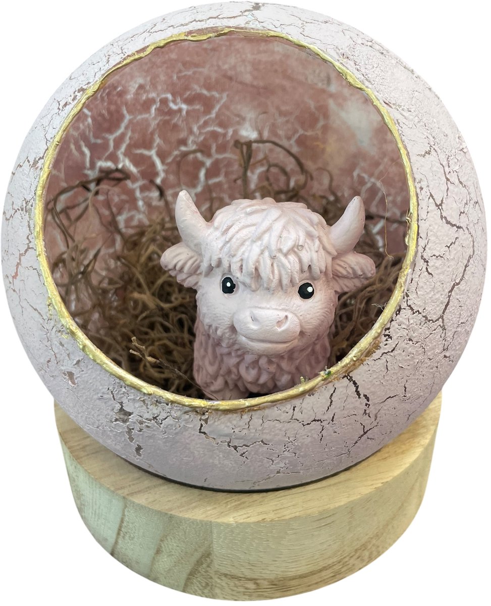Decoratieve Glazen Bol met Bulletje Oud roze – Handgemaakt Kunstobject – 14 cm – Riek van de Bor