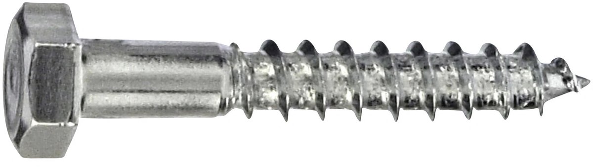 Houtdraadbout. M7 X 60mm. lang. verzinkt 1 stuks