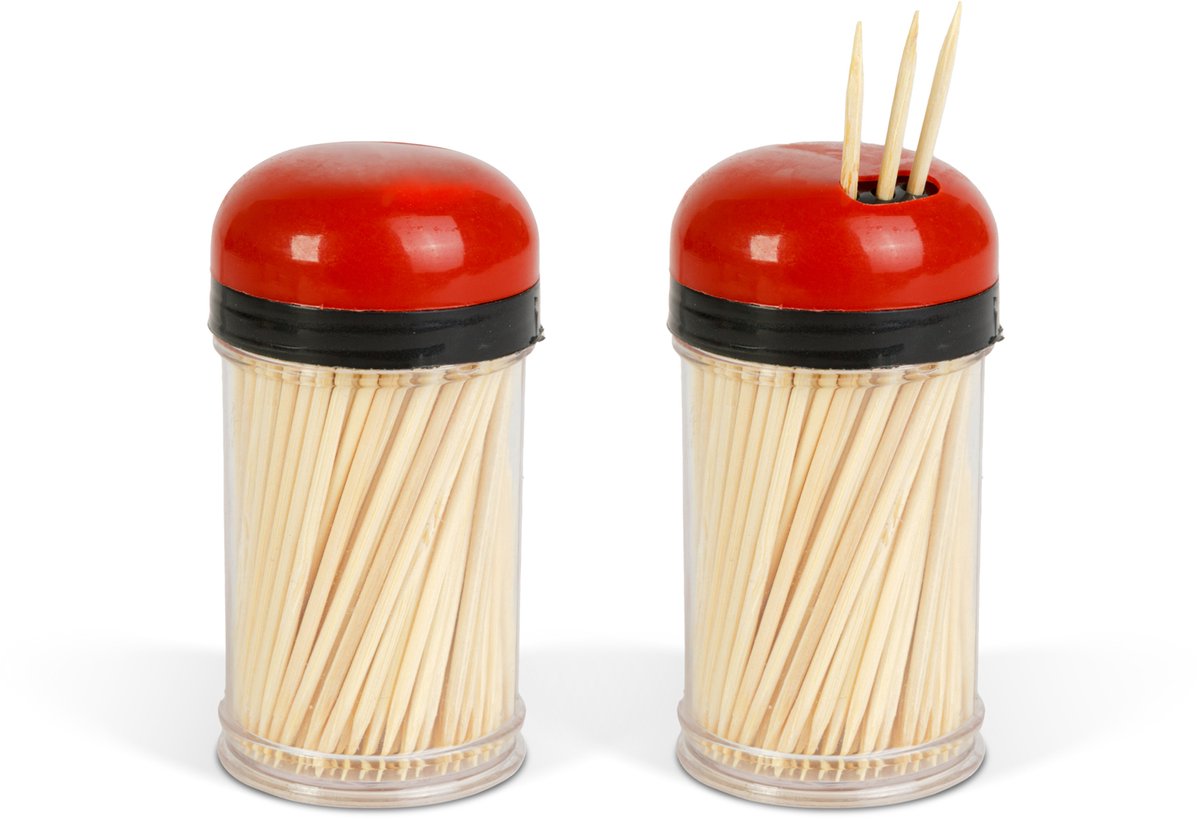 Baker's Secret Bamboe Tandenstokers - 340 Stuks - 2 x 170 Cocktailprikkers en Toothpicks - Houten Tandenstokers 7 cm - Herbruikbare Bewaarbox [BS40172]