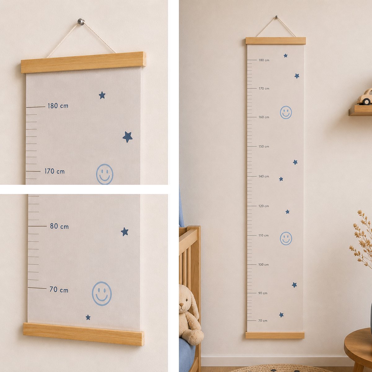 WeLikeToLove Groeimeter - Jongen - Kraamcadeau - Babyshower cadeau - Babykamer decoratie - Kinderkamer - Hout - Geboorte