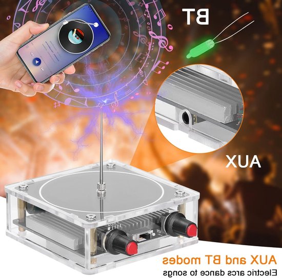 Bluetooth luidspreker met Tesla spoel, kunstmatige vonk generator en wetenschappelijke ervaring, 15.4 x 9 x 9 cm, 423 g van Merkloos — afbeelding 5
