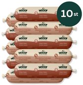 WOOOF Vis worsten pakket - Vers Vis Vlees Natvoer - Houdbare worsten hondenvoer - Zalm worst en Vis mix - 10x 800gram