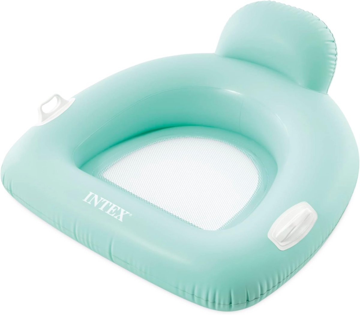 Intex Transparant Lounge Luchtbed Stoel Blauw 114 CM met Handvaten - Luxe Strand Luchtbed - Zwembad Luchtbed - Zwemband