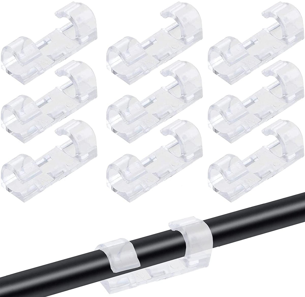 Allecto - Kabelclips - 60 Stuks - Sterke Lijm - Kabelbeheer voor TV - PC Accessoires - Kabel Organisatie - Geschikt voor Thuisgebruik - Formaat 60 ...