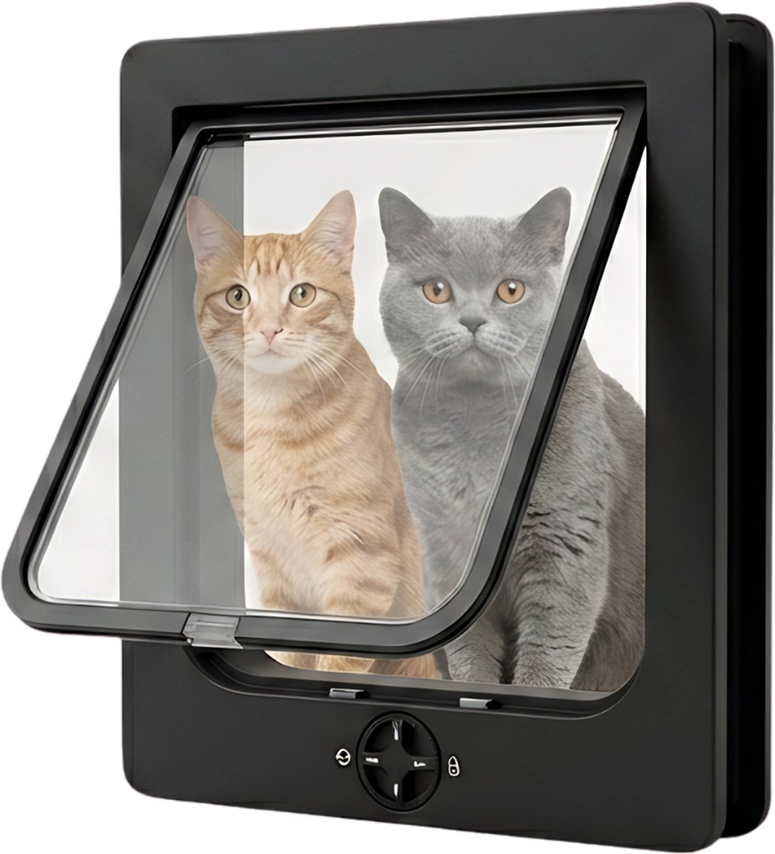 KAD® Kattenluik met Tunnel - Kattenluik Binnendeur - Kattenluiken - Zwart - 18cm x 5cm x 5cm