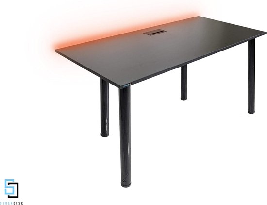 Gaming Bureau - Bureau voor Gamers - Gaming Setup - LED Verlichting - 132x65 cm - Zwart — afbeelding 2