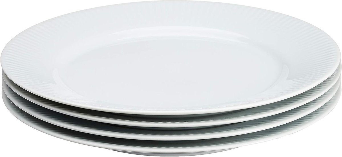 Pastaborden - Dinerborden Set - Eten Serveren - Fijne Groeven - Ø 28 cm - Wit