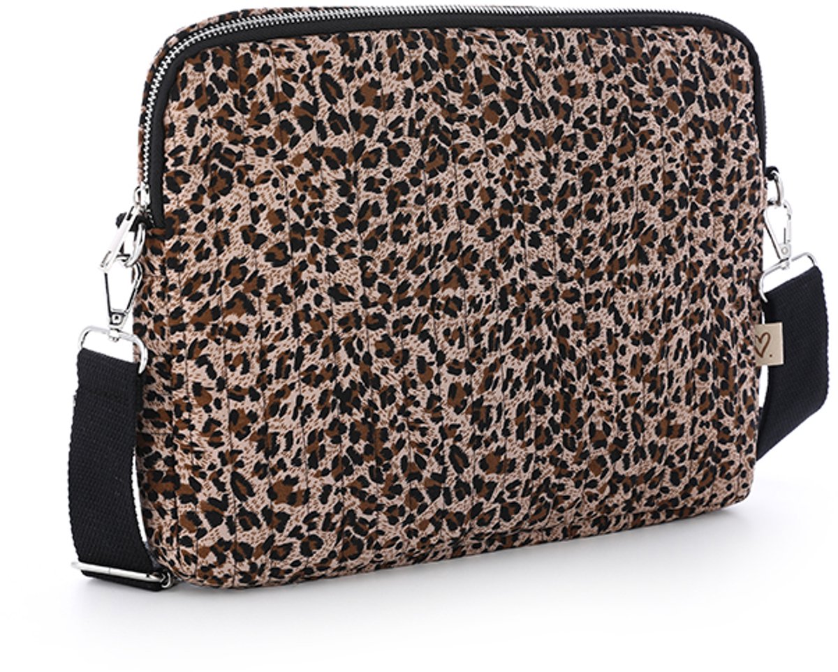 Trendy Laptop- & iPad Tas met Leopard Print - Geschikt voor 13 inch - Modieuze Schoudertas Dames - 32 x 24 cm - Luipaard 1