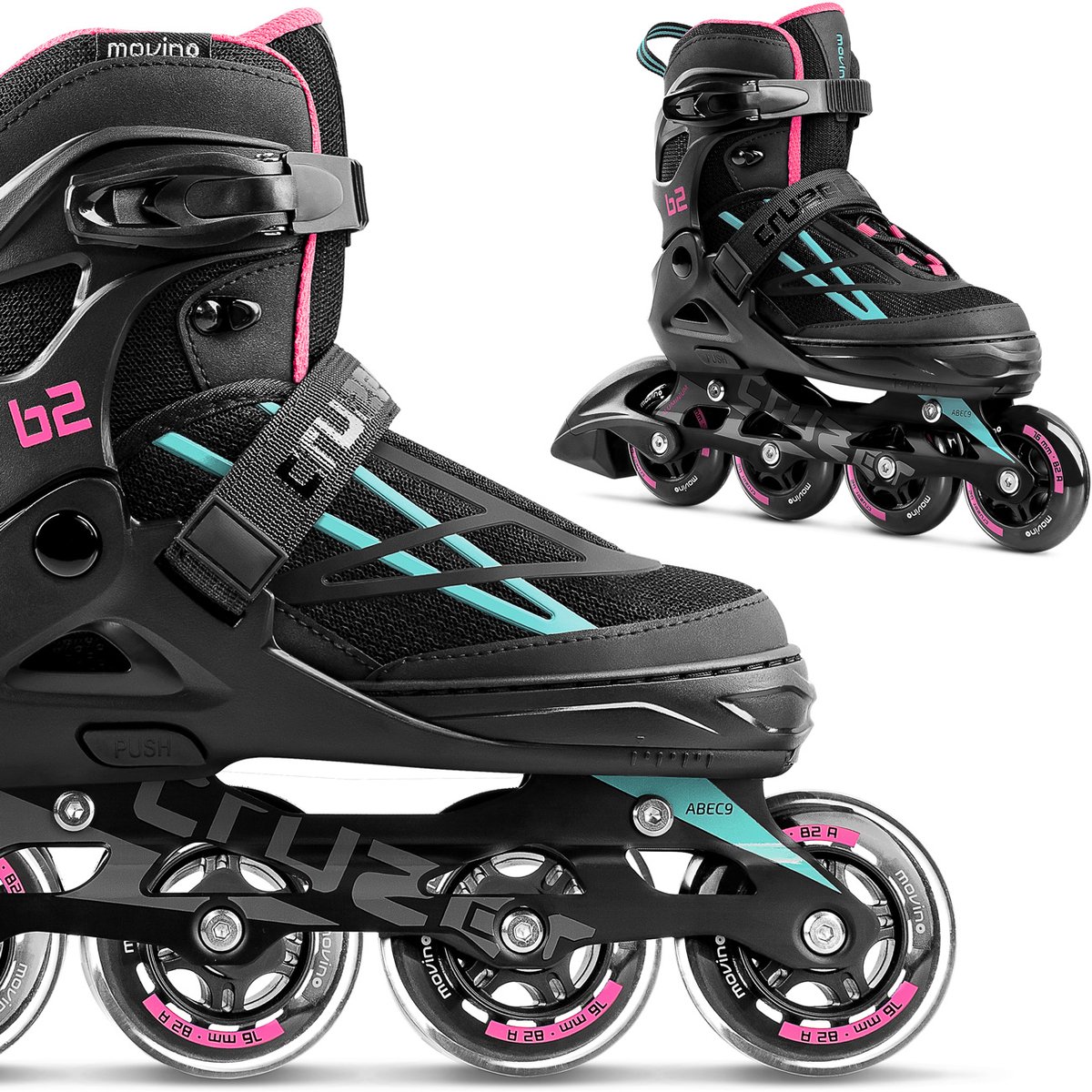Movino Cruzer B2 - Inline Skates - Skeelers - Lagers ABEC-9 - Draagkracht tot 100 kg - Verstelbare (34-37)