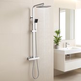 LEOHEO Max Regendouche met Thermostaatkraan - Doucheset - Ø 20 cm Douchekop - Met thermostaat Regendoucheset - Verstelbare Hoogte 96-128 cm - Waterbesparend - Zwart