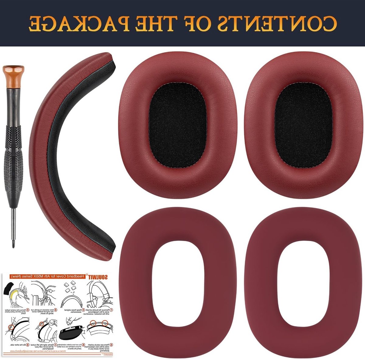 Vervangende Oorkussens en Hoofdband voor ATH M50, M50X, M50XWH, M50XBT, M50XBT2 Hoofdtelefoons, Comfortabele Kussens en Hoofdband Kussen voor Optimale Geluidskwaliteit