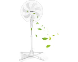 Aigostar Erika - Statiefventilator - 7 bladen - Oscillerende Ventilator Staand - Stille Werking - 3 Standen - In hoogte verstelbaar - 55W - Wit