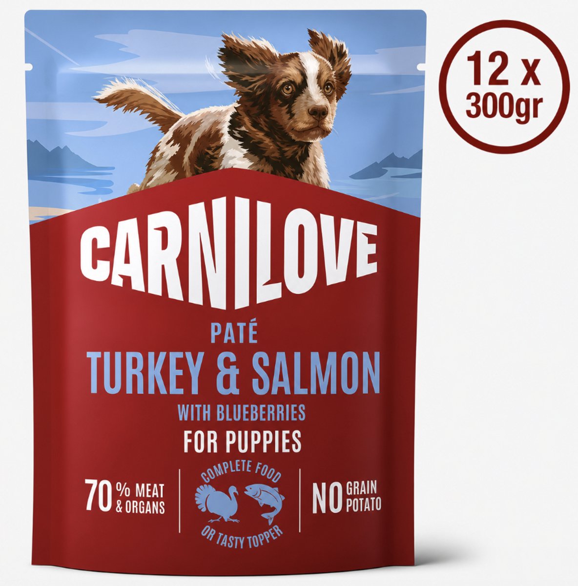 Carnilove Carnilove Dog Pouch Paté Turkey & Salmon with Blueberries for Puppies 12 x 300 g