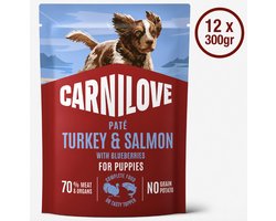 Carnilove Dog Pouch Paté Turkey & Salmon with Blueberries for Puppies 12 x 300 g