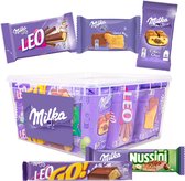 Milka Snackbox 1031g - 28 stuks - Koekjes met Milka chocolade - Milka Leo, Leo Go, Nussini, Choco Moo, Cake and Choc - Individuele verpakte koekjes