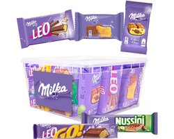 Milka Snackbox 1031g - 28 stuks - Koekjes met Milka chocolade - Milka Leo, Leo Go, Nussini, Choco Moo, Cake and Choc - Individuele verpakte koekjes