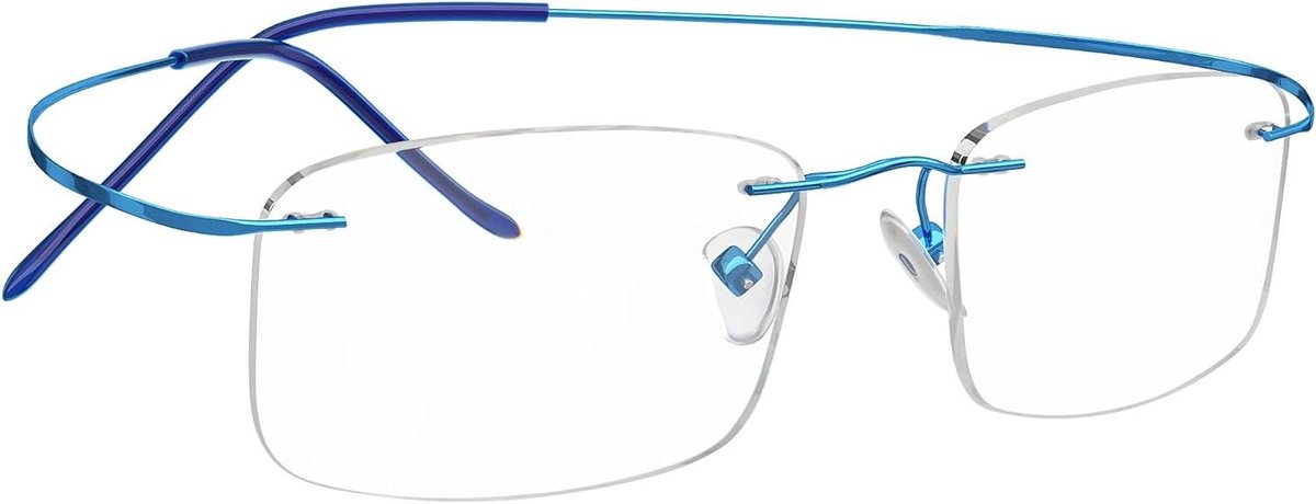 Leesbril Titanium - Lezers bril - Comfortabel lezen - Frameloos design - Breedte 120mm - Blauw