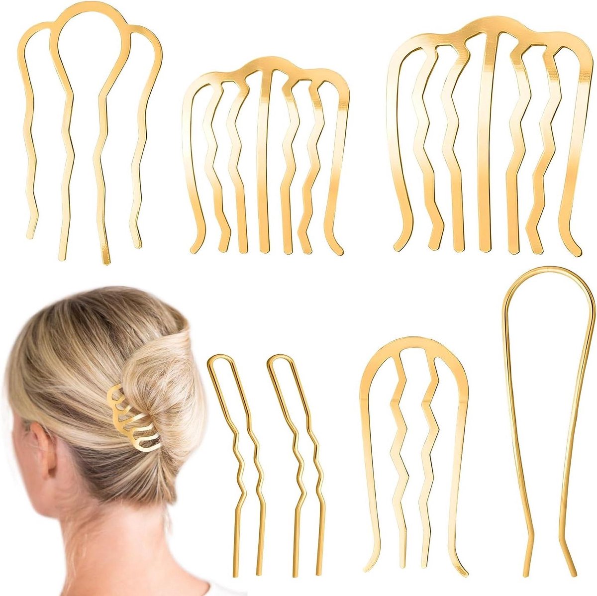 Haarklemmen Set - Haar Accessoires - Kapsels Maken - Duurzaam Metaal - 7 Delig - Goud