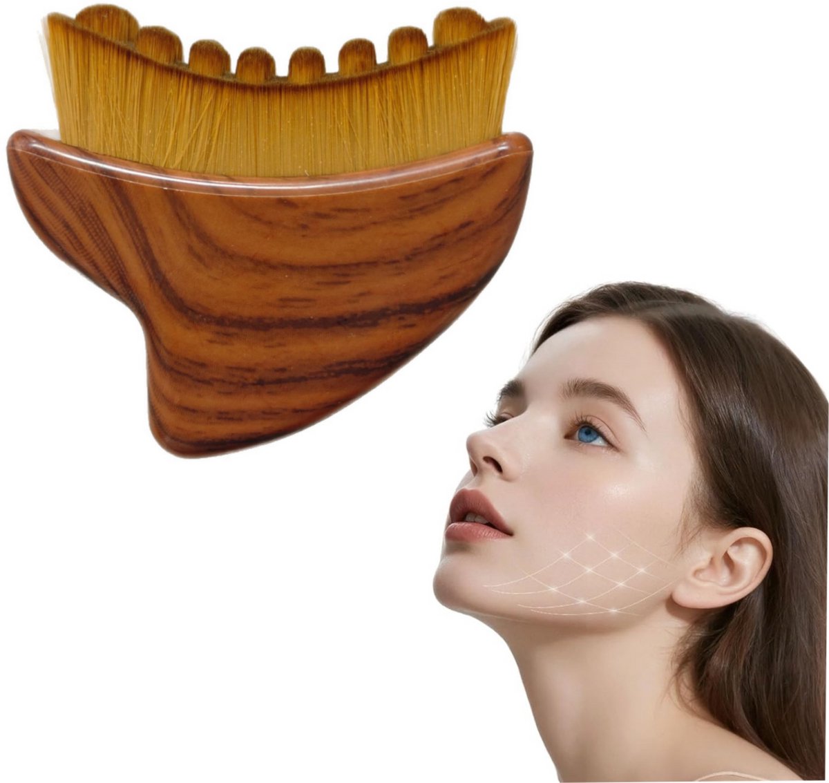 Lymfatische contourborstel voor het gezicht, droge lymfatische contourborstel voor het gezicht, zachte set, lymfedrainagemassager voor gezicht, kin en nek voor ontspanning, draagbaar schoonheidshulpmiddel.